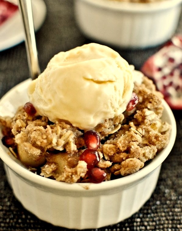 pomegranate pear crumble cups