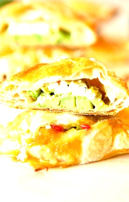 Avocado, Cream Cheese, and Salsa-Stuffed Puff Pastries (with a vegan option)