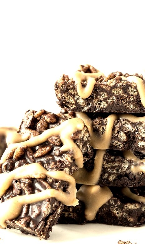 Mini Crunch Bars with Peanut Butter Shell Drizzle
